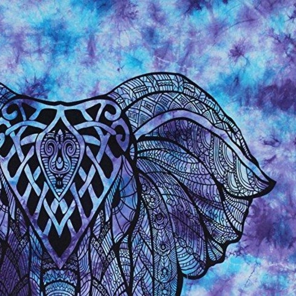 BIG Blue Tie Dye Elephant Tapestry - Picture 4 of 5